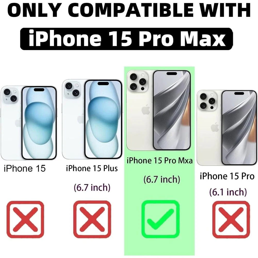 iPhone 15 Pro Max Case Magnetic Soft Cute Luxury Love Heart Black MagSafe Clear